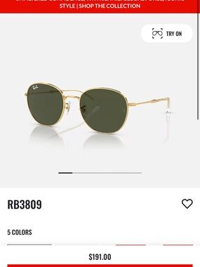 Ray-Ban RB3809 ROB Metal Sunglasses with Dark Green Lenses